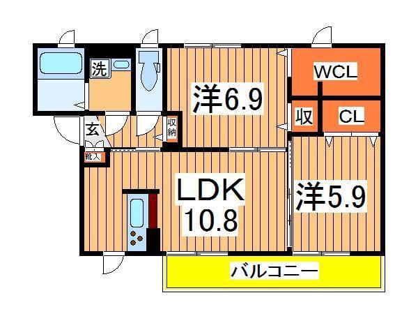 プロムナード柏の葉弐番館(2LDK/2階)の間取り写真