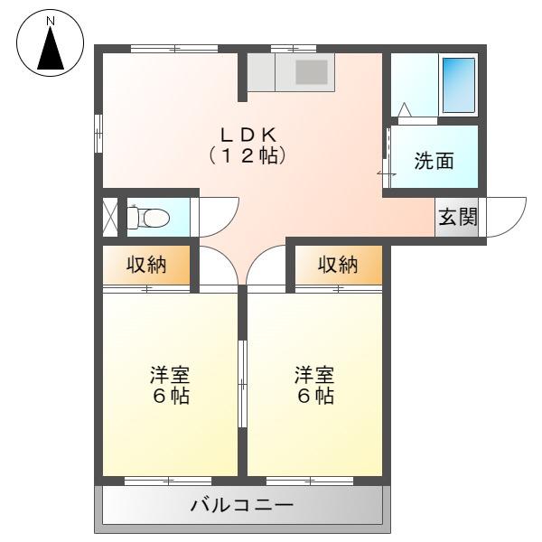 メゾン新栄I(2LDK/3階)の間取り写真