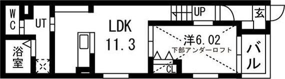 リヴェール元中野II(1LDK/1階)の間取り写真
