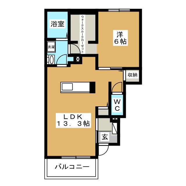 シエルII(1LDK/1階)の間取り写真