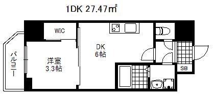 セレニテ神戸元町クレア(1DK/7階)の間取り写真