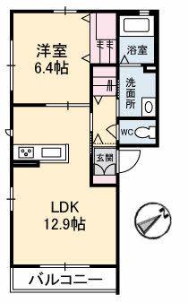 フェリーチェM(1LDK/2階)の間取り写真