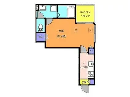 マレーナ洗足(1K/2階)の間取り写真