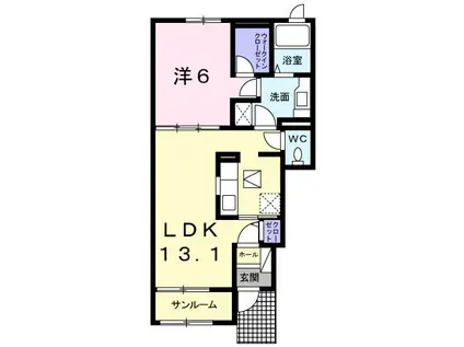 ベル メール(1LDK/1階)の間取り写真