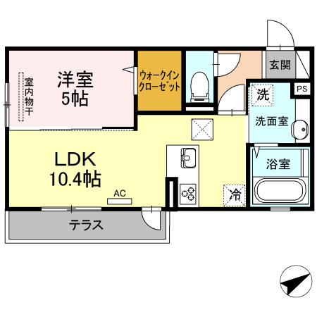 ベルマーレ(1LDK/1階)の間取り写真