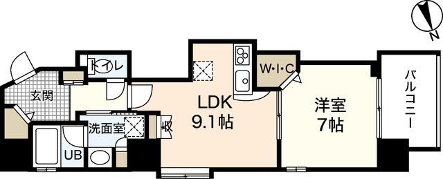 ベルメゾン フローレンス(1LDK/2階)の間取り写真