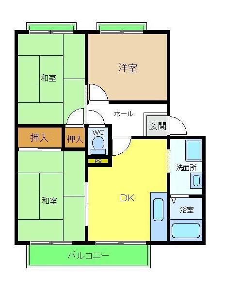 ハイツ大仙(3DK/2階)の間取り写真