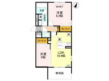 カーサ・プレッツァ豊里(2LDK/1階)の間取り写真