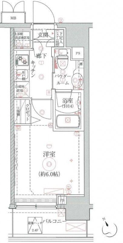 クレイシア品川戸越銀座(1K/3階)の間取り写真