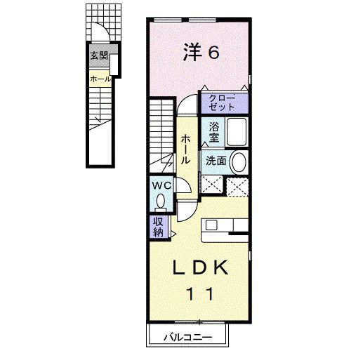 クラール大高B(1LDK/2階)の間取り写真