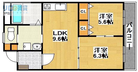 クロード・サン(2LDK/3階)の間取り写真