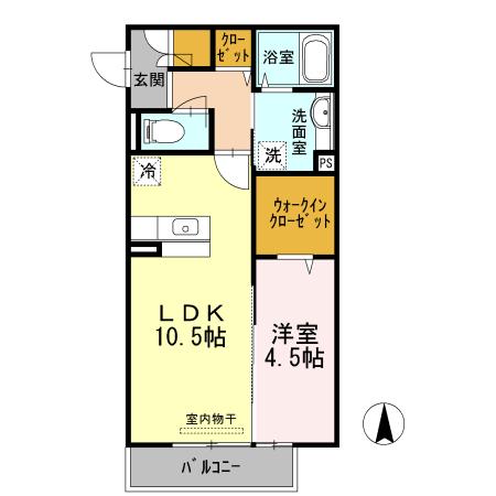 クリーク パレス(1LDK/3階)の間取り写真