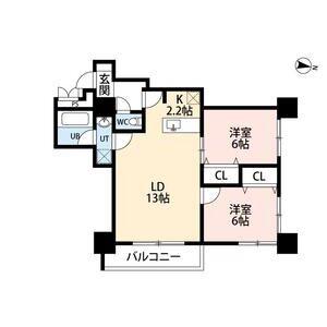 ノルテブリッサ24ロード(2LDK/6階)の間取り写真