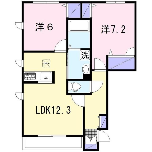 パルテールA(2LDK/1階)の間取り写真