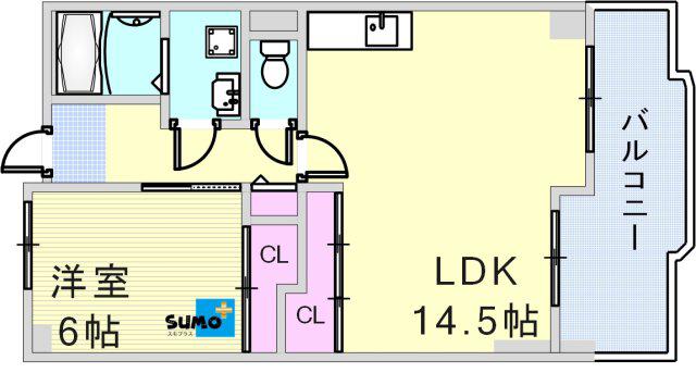 ＪＲ山陽本線 神戸駅(兵庫) 徒歩10分 14階建 築36年(1LDK/13階)の間取り写真