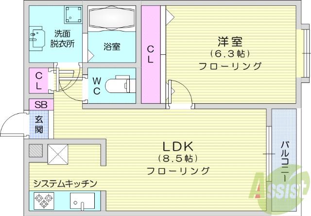 VILLA NOV(1LDK/1階)の間取り写真