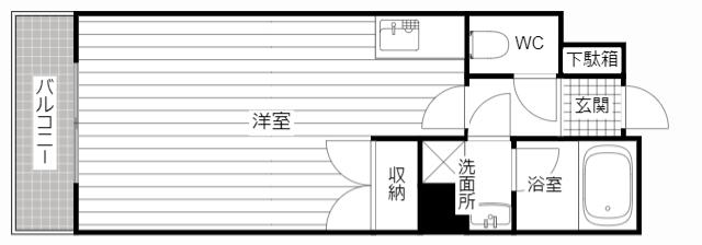 第2ハマエイビル(ワンルーム/9階)の間取り写真