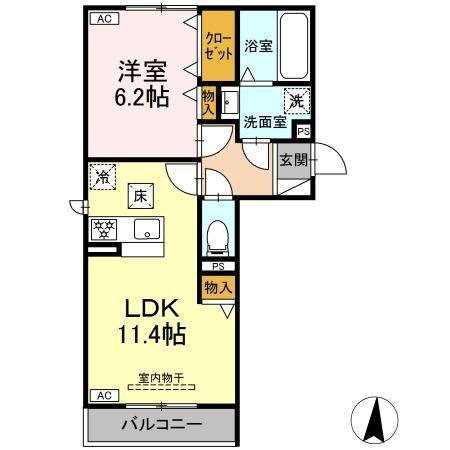 D-HILLS中田町(1LDK/1階)の間取り写真