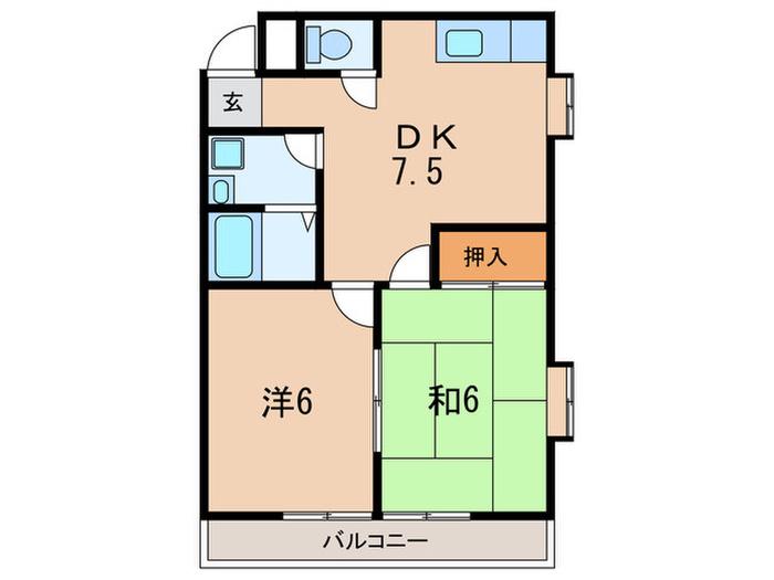 プリべイル西神戸(2DK/3階)の間取り写真