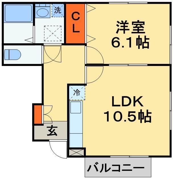 アムールスラジュマン(1LDK/1階)の間取り写真