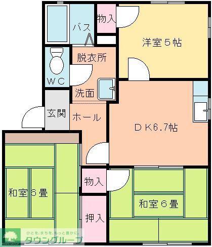 ニューエルム(3DK/1階)の間取り写真