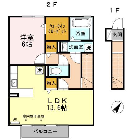 JU.EIYU MITA II(1LDK/2階)の間取り写真
