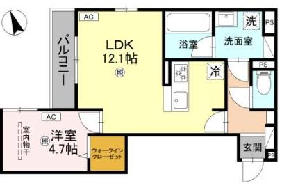 トリシア千躰(1LDK/2階)の間取り写真