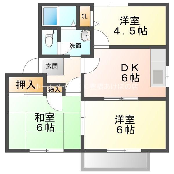 ユトリロ東脇(3DK/2階)の間取り写真