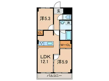 リヴェール青山(2LDK/1階)の間取り写真