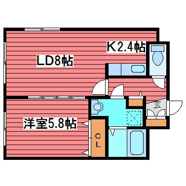 ノースパレス福住壱番館(1LDK/2階)の間取り写真