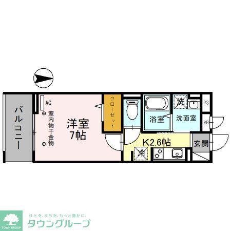 レーヴ・シェソワ(1K/2階)の間取り写真