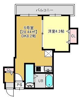 ウエスト COURT SOGA(1DK/1階)の間取り写真