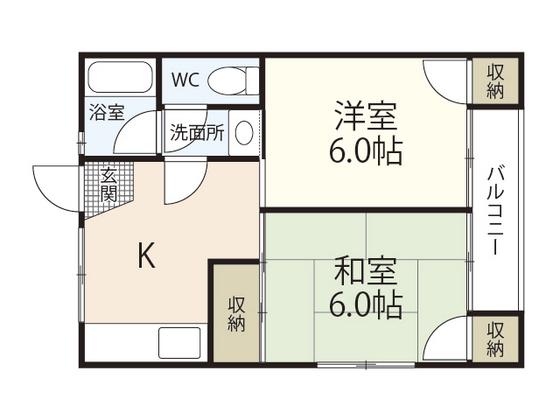 万田マンション(2DK/1階)の間取り写真