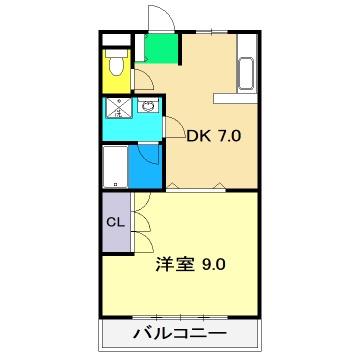 ドリームハウスIII(1DK/6階)の間取り写真
