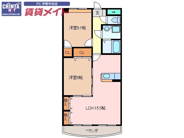 メゾンプランドール(2LDK/1階)の間取り写真