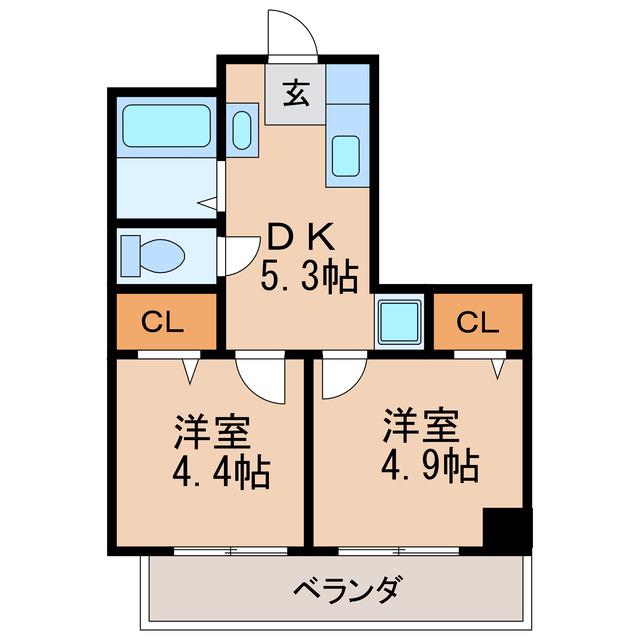 向陽ビル(2DK/2階)の間取り写真