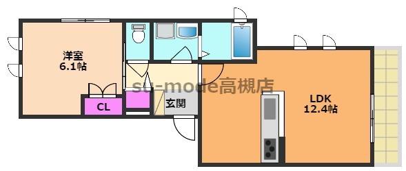 シャーメゾン安満(1LDK/3階)の間取り写真