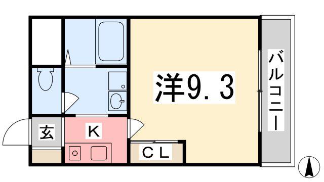 クオリティ21広畑(1K/2階)の間取り写真