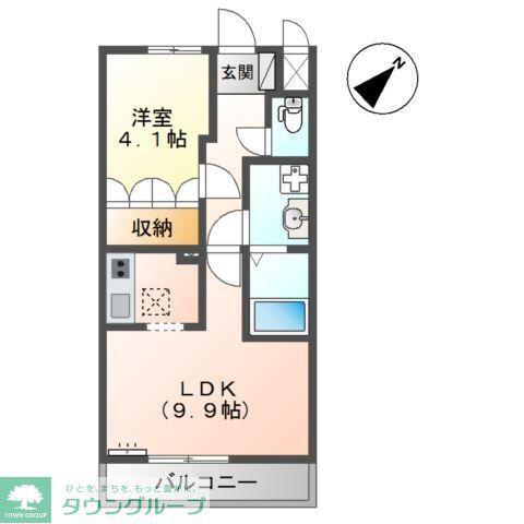メゾン・ド・ピュア(1LDK/1階)の間取り写真
