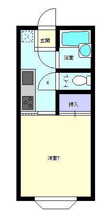 アベニューF5(1K/1階)の間取り写真