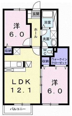 ルミナス北島A(2LDK/1階)の間取り写真
