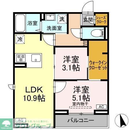 D-SOLACE津田沼II(2LDK/3階)の間取り写真