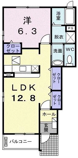 カンターヴィラ A(1LDK/1階)の間取り写真