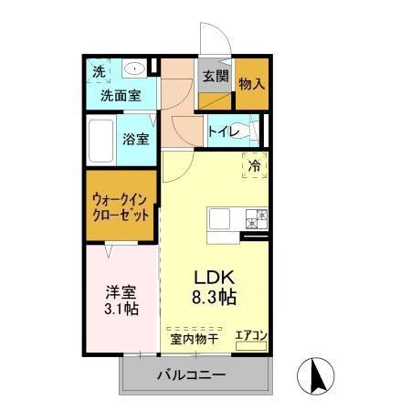 ヴァンベール(1LDK/2階)の間取り写真