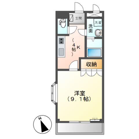 アドラーブル(1K/1階)の間取り写真