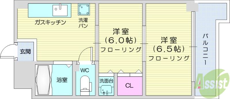 シエロ北四番丁(2K/3階)の間取り写真