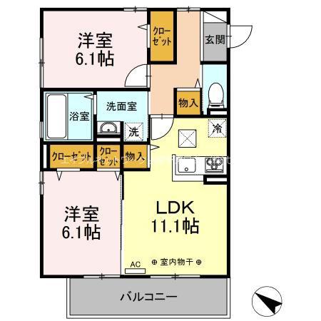 セジュールIMACHI(2LDK/1階)の間取り写真
