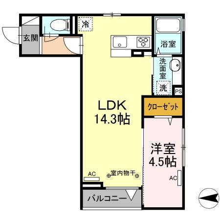 D-STYLE境(1LDK/2階)の間取り写真