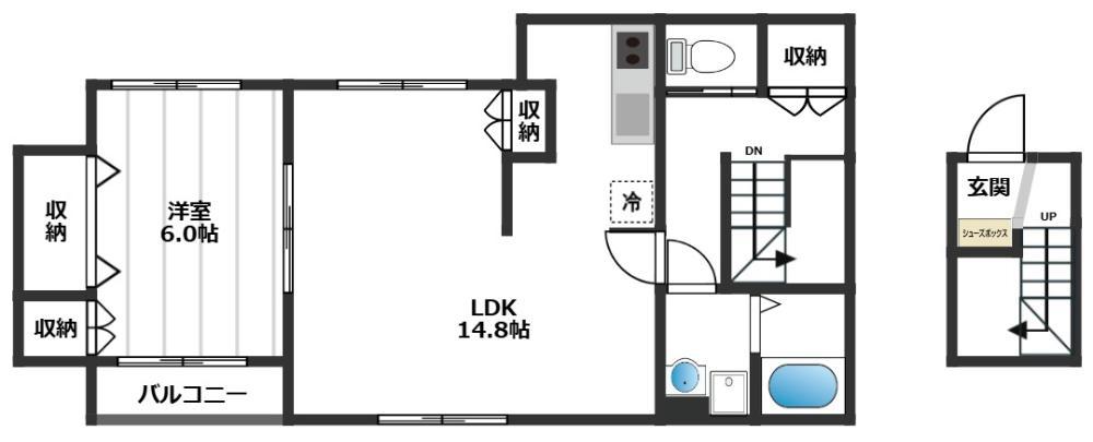 メゾンレグルス(1LDK/2階)の間取り写真