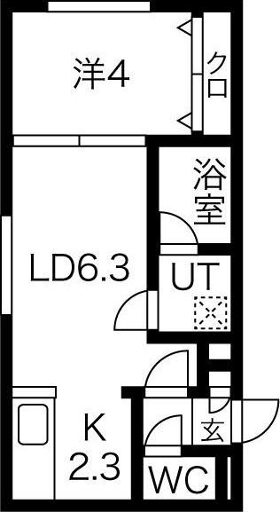 WIND HILLS ウエスト12(1LDK/4階)の間取り写真
